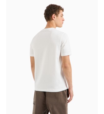 Armani Exchange T-shirt de algodo de corte regular com maxi patch branco com o logtipo ASV