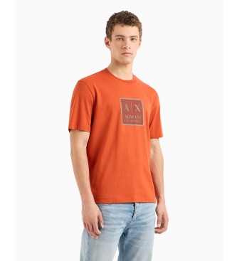 Armani Exchange Regular fit katoenen T-shirt met maxi patch met oranje ASV logo