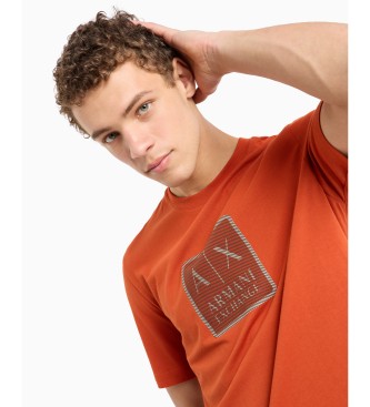 Armani Exchange T-shirt dalla vestibilit regular in cotone con maxi patch logo ASV arancione