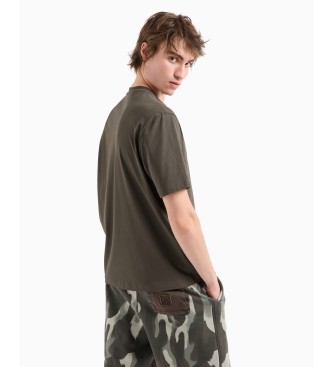 Armani Exchange T-shirt dalla vestibilit regular in cotone con maxi patch logo ASV verde