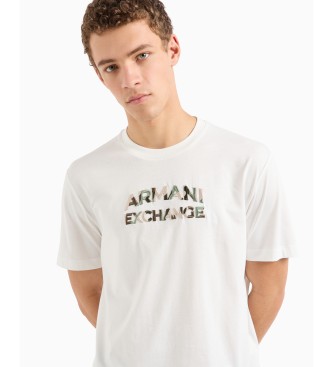 Armani Exchange Regular Fit T-Shirt mit Camouflage-Logo aus weier Baumwolle ASV