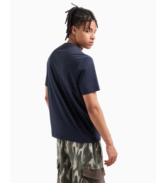 Armani Exchange Regular Fit T-Shirt mit Camouflage-Logo aus navyfarbener ASV-Baumwolle