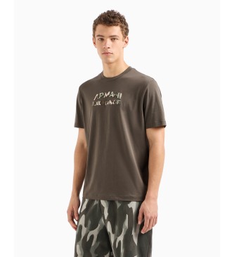 Armani Exchange T-shirt de corte regular com logtipo de camuflagem em algodo ASV verde