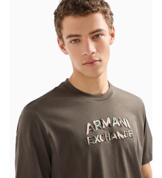 Armani Exchange Regular Fit T-Shirt mit Camouflage-Logo aus grner ASV-Baumwolle