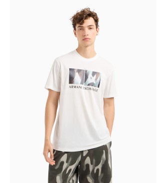 Armani Exchange T-shirt  coupe rgulire avec impression de logo abstrait en coton ASV blanc