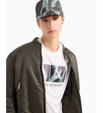 Armani Exchange Majica običajnega kroja z abstraktnim logotipom v beli barvi bombaža ASV