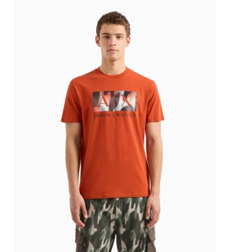 Armani Exchange T-shirt i normal passform med abstrakt logotryck i bomull ASV orange