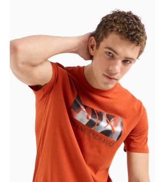 Armani Exchange Camiseta regular fit con logo abstracto estampado en algodn ASV naranja