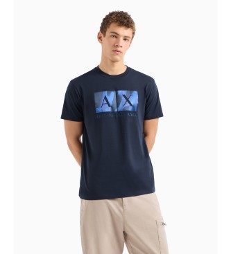 Armani Exchange T-shirt i normal passform med abstrakt logotryck i marinbl ASV-bomull