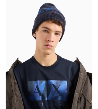 Armani Exchange Regular Fit T-Shirt mit abstraktem Logodruck aus navyfarbener ASV-Baumwolle