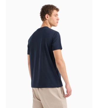 Armani Exchange T-shirt de corte regular com impresso do logtipo abstrato em algodo ASV azul-marinho