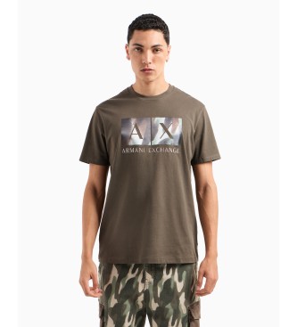 Armani Exchange Regular fit T-shirt with abstract logo print in green ASV cotton