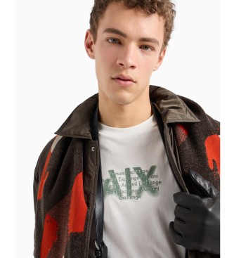 Armani Exchange Normal geschnittenes T-Shirt mit urbanem Militr-Logo aus weier Baumwolle ASV