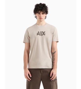 Armani Exchange Normal geschnittenes T-Shirt mit urbanem Militr-Logo aus beiger ASV-Baumwolle