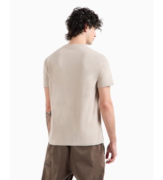 Armani Exchange Normal geschnittenes T-Shirt mit urbanem Militr-Logo aus beiger ASV-Baumwolle