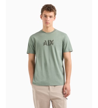 Armani Exchange Regular fit T-shirt with urban military logo in green ASV cotton