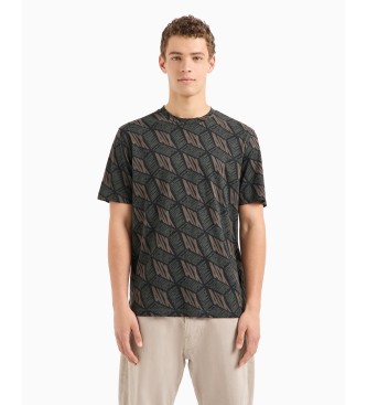 Armani Exchange T-shirt o regularnym kroju z nadrukiem 3D z bawełny ASV czarny, zielony