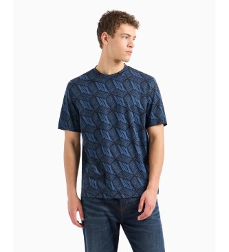 Armani Exchange T-shirt de corte regular com estampado de efeito 3D em algodo ASV azul-marinho