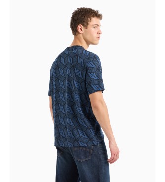 Armani Exchange T-shirt de corte regular com estampado de efeito 3D em algodo ASV azul-marinho