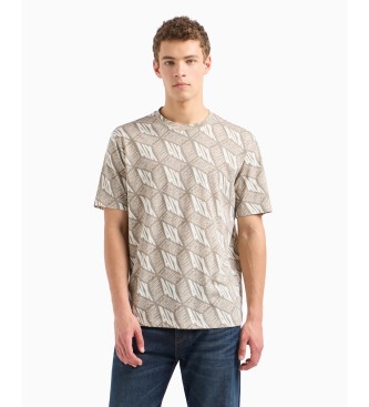 Armani Exchange T-Shirt in normaler Passform mit 3D-Effektdruck aus grauer Baumwolle ASV