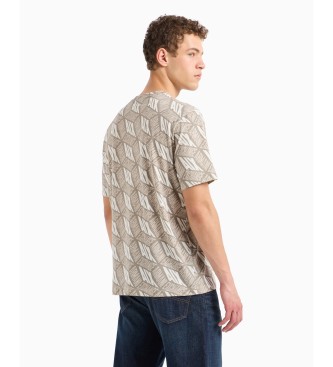 Armani Exchange T-Shirt in normaler Passform mit 3D-Effektdruck aus grauer Baumwolle ASV