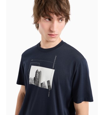 Armani Exchange T-shirt de corte padro azul-marinho