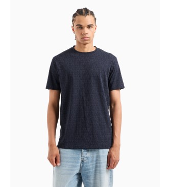 Armani Exchange T-shirt coupe rgulire en coton Monogramme sur tout le coton ASV navy