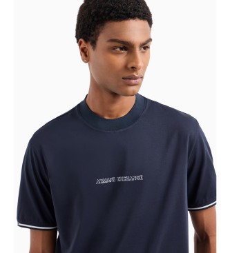 Armani Exchange T-shirt a maniche corte in jersey di cotone blu navy