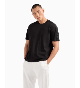 Armani Exchange Regular fit thick cotton T-shirt with black ASV logo stripes