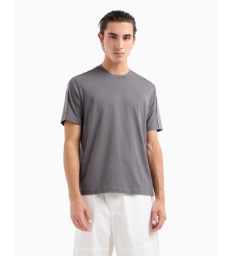 Armani Exchange Camiseta regular fit de algodn grueso con bandas con el logo ASV gris