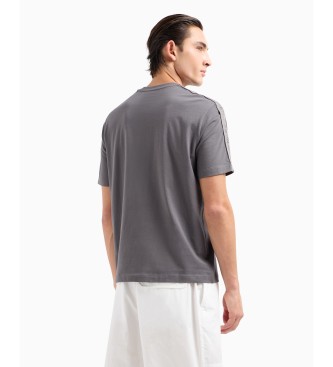 Armani Exchange T-shirt de algodo grosso de corte regular com riscas cinzentas com o logtipo ASV