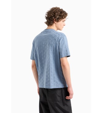 Armani Exchange Camiseta regular fit con cuello redondo en contraste ASV azul