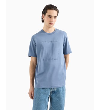 Armani Exchange Camiseta confeccionada en algodn grueso con logo en relieve azul