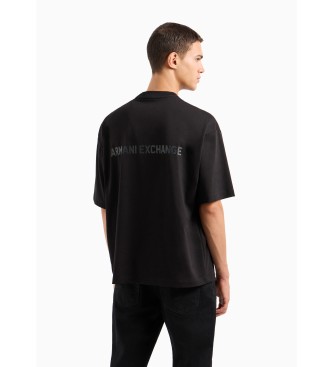 Armani Exchange T-shirt med avslappnad passform och tryck p ryggen i svart ASV-bomull