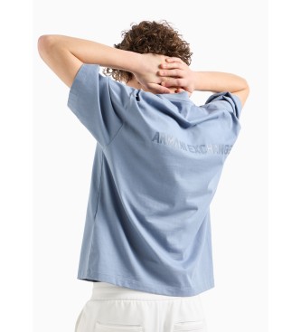 Armani Exchange T-shirt con stampa blu sul retro