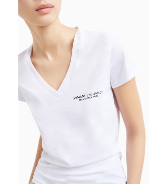 Armani Exchange Biały gładki T-shirt