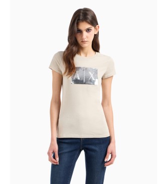 Armani Exchange T-shirt bege com strass