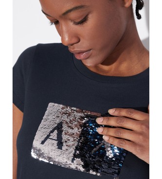 Armani Exchange Granatowa koszulka z krótkim rękawem