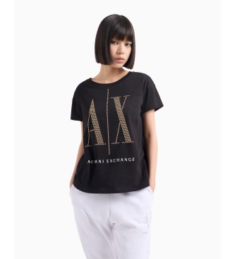 Armani Exchange T-shirt nera in maglia dalla vestibilit regolare