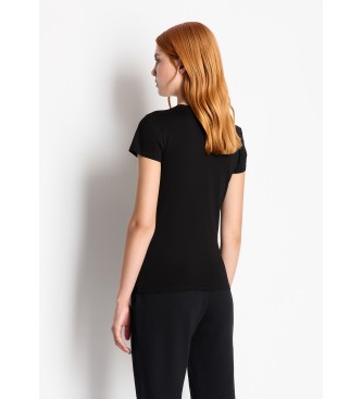 Armani Exchange Einfarbiges schwarzes T-Shirt