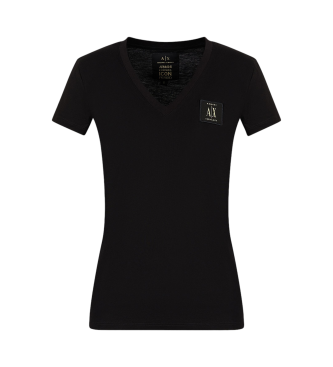 Armani Exchange Zwykły czarny T-shirt