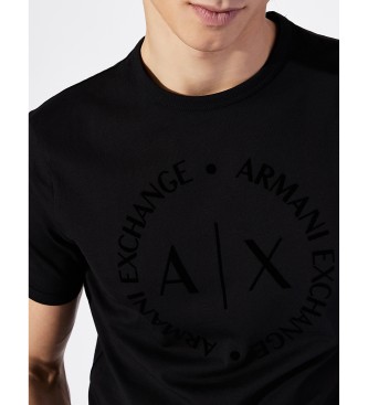 Armani Exchange T-shirt nera con logo rotondo