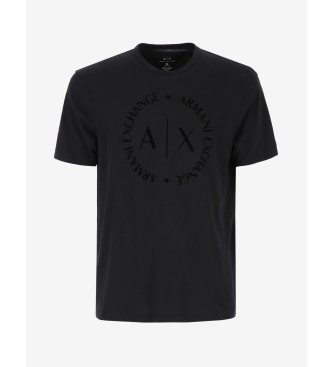 Armani Exchange T-shirt nera con logo rotondo