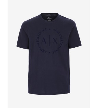 Armani Exchange Majica z logotipom Okrogla mornarica