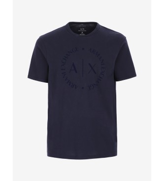 Armani Exchange Koszulka z logo okrągła granatowa