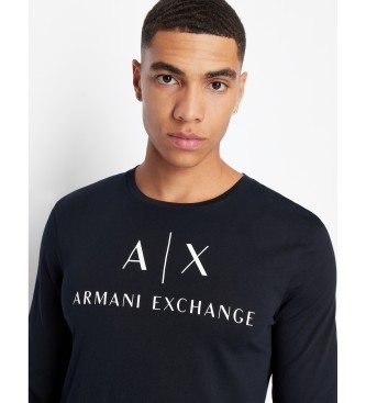 Armani Exchange Maglietta semplice blu scuro