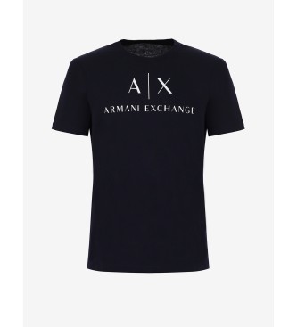 Armani Exchange Granatowy T-shirt z dzianiny o regularnym kroju