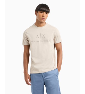 Armani Exchange T-shirt in maglia vestibilit regolare con logo beige