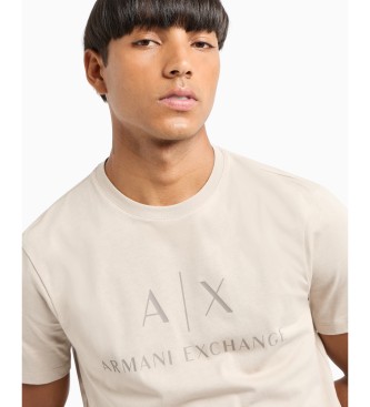 Armani Exchange T-shirt in maglia vestibilit regolare con logo beige