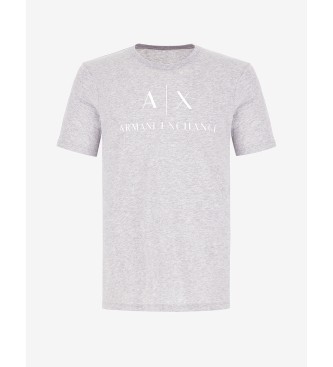 Armani Exchange Szara koszulka z dzianiny o regularnym kroju